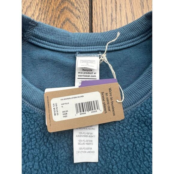 Patagonia Men's Reversible Shearling Crew Wavy Blue Size XL New With Tags - Picture 5 of 7